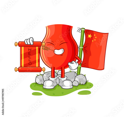 uvula chinese cartoon. cartoon mascot vector