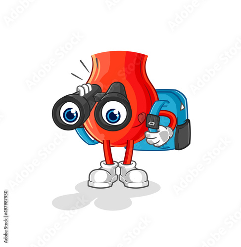uvula with binoculars character. cartoon mascot vector