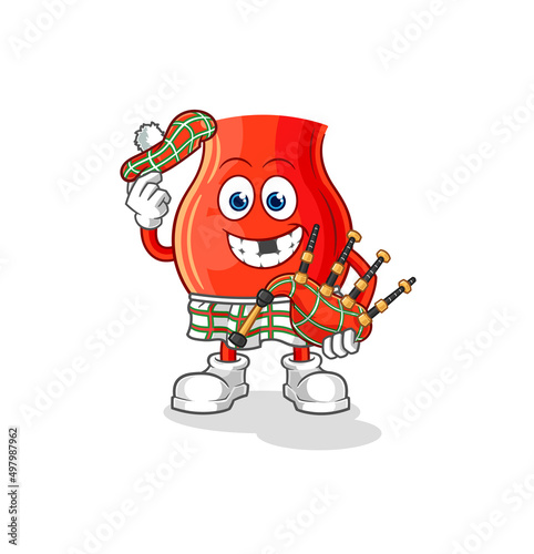 uvula scottish with bagpipes vector. cartoon character