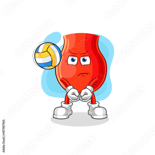 uvula play volleyball mascot. cartoon vector