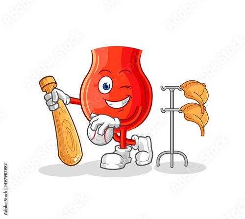 uvula playing baseball mascot. cartoon vector