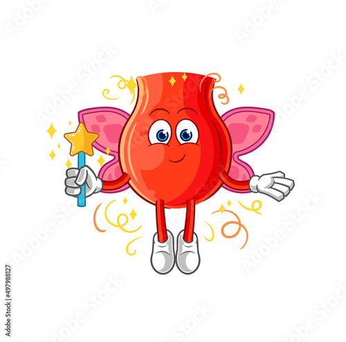 uvula fairy with wings and stick. cartoon mascot vector