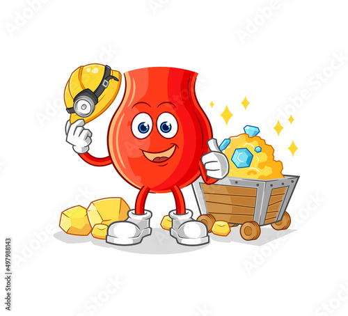 uvula miner with gold character. cartoon mascot vector