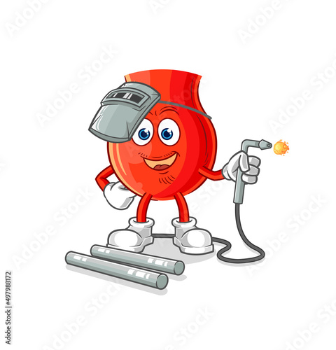 uvula welder mascot. cartoon vector