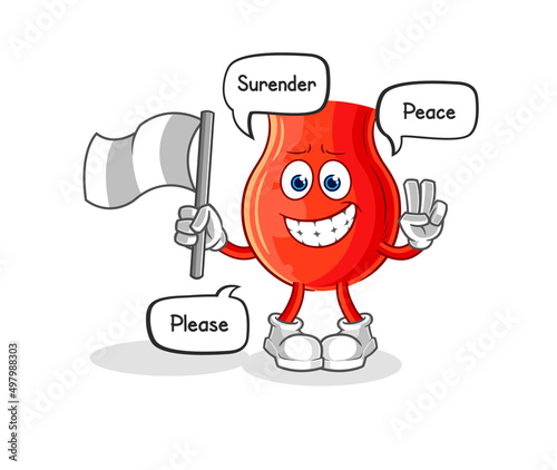 uvula hold surrender flag mascot. cartoon vector