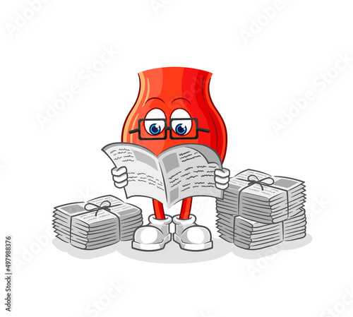 uvula read newspaper cartoon. character vector