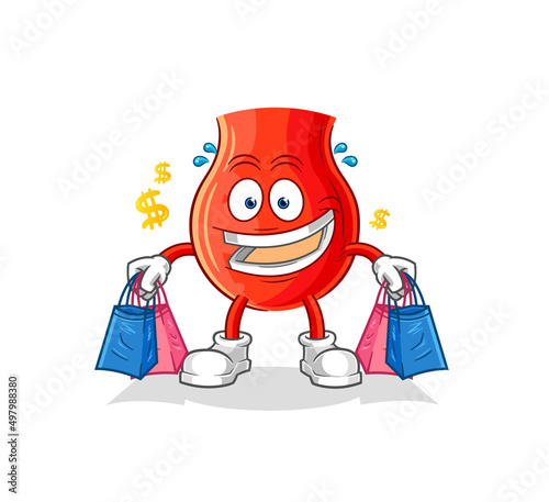 uvula shoping mascot. cartoon vector