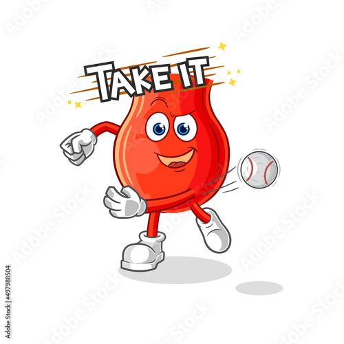 uvula throwing baseball vector. cartoon character