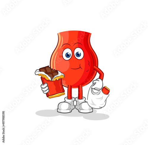 uvula eat chocolate mascot. cartoon vector