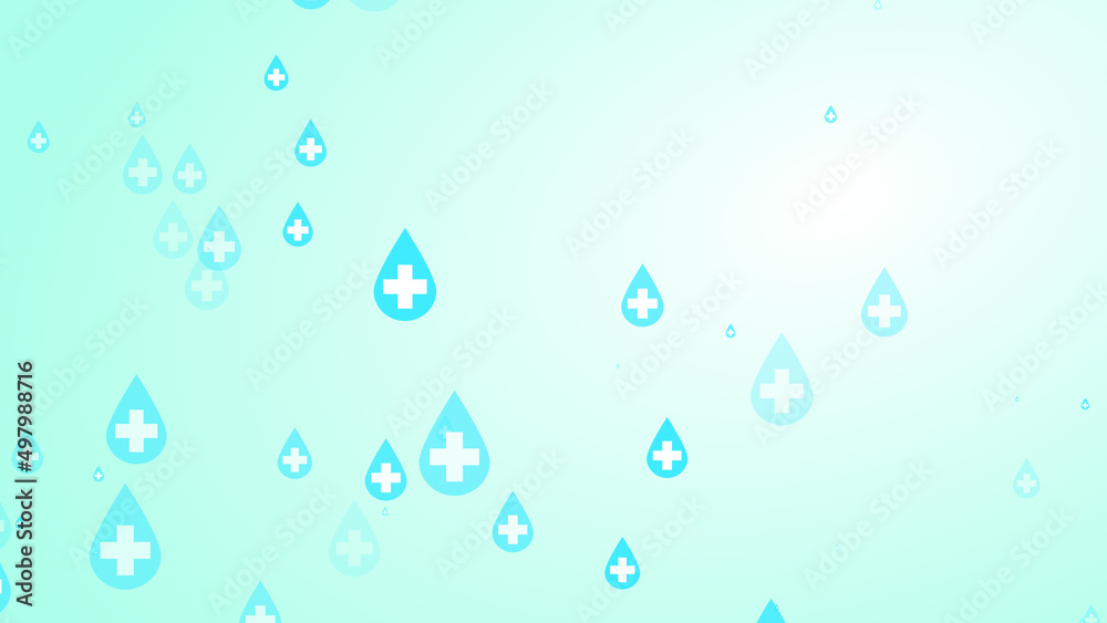 Medical health cross white on blue sanitizer drop pattern background. Abstract healthcare clean and Hygiene concept. Medical health cross white on blue sanitizer drop pattern background. Abstract healthcare clean and Hygiene concept.
