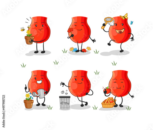 uvula save the earth group. cartoon mascot