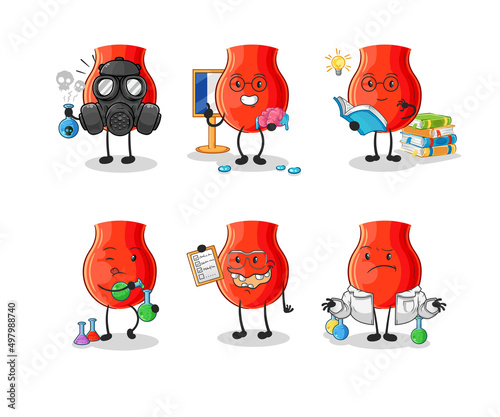 uvula scientist group character. cartoon mascot vector