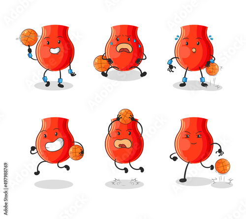 uvula basketball player group character. mascot vector