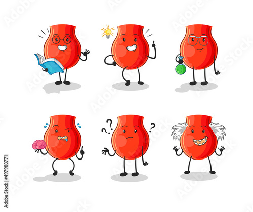 uvula thinking group character. cartoon mascot vector