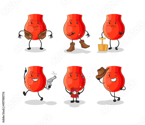 uvula cowboy group character. cartoon mascot vector