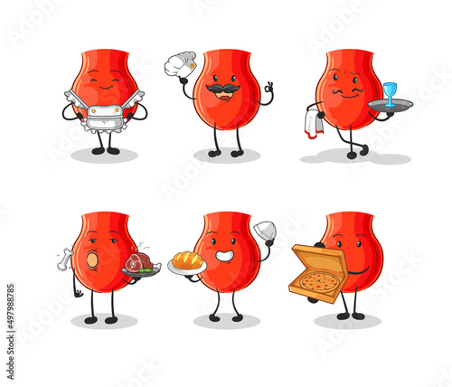 uvula restaurant group character. cartoon mascot vector
