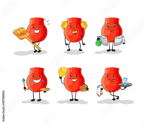 uvula profession set character. cartoon mascot vector