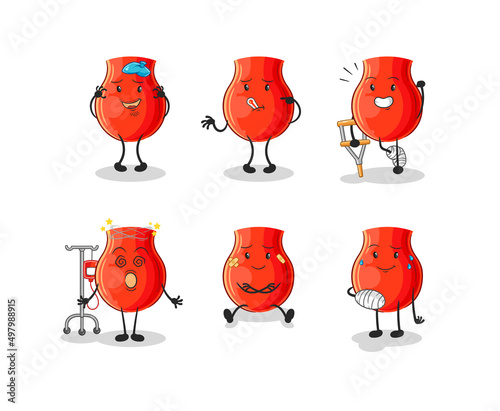 uvula sick group character. cartoon mascot vector