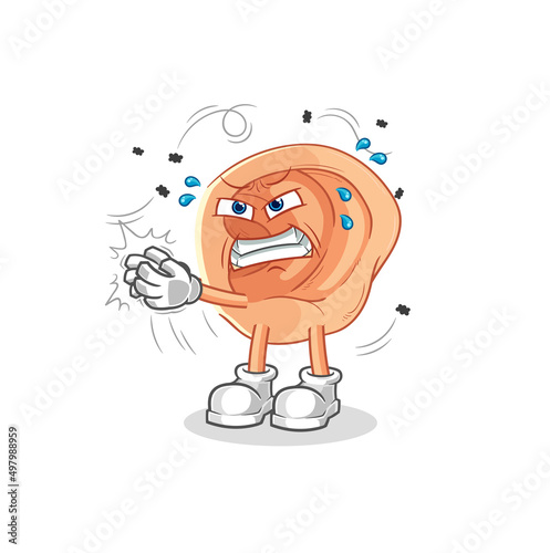 ear swat fly character. cartoon mascot vector