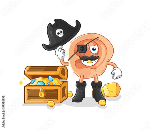 ear pirate with treasure mascot. cartoon vector