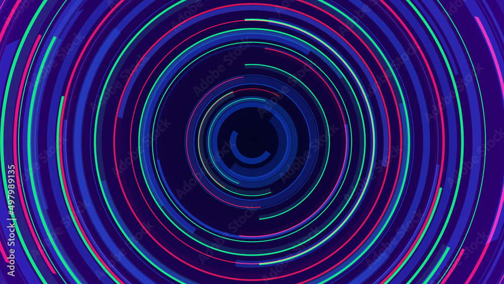 Abstract circle blue neon future technology background.