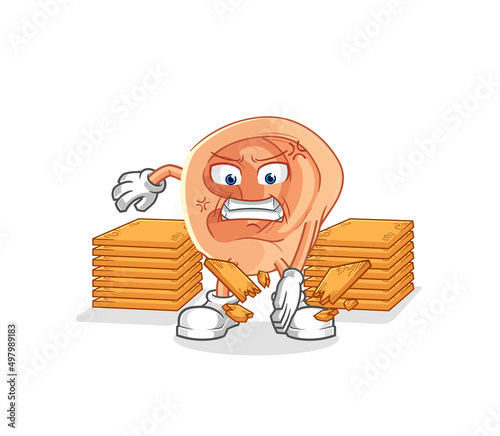 ear karate mascot. cartoon vector