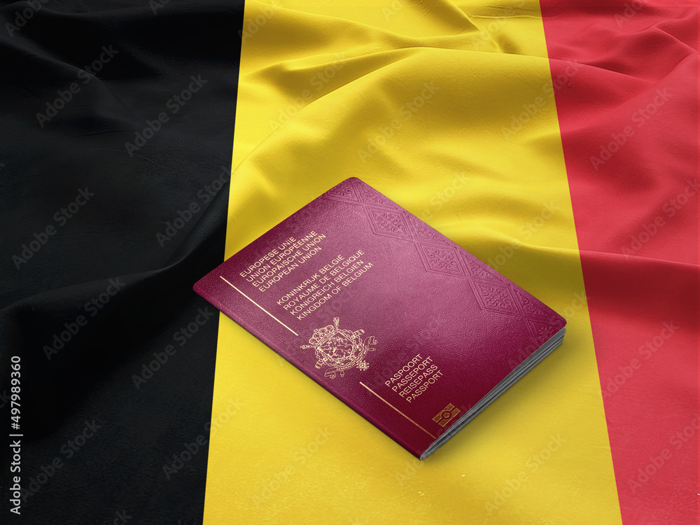 Belgium passport on the top of an satin national flag Stock Photo | Adobe  Stock