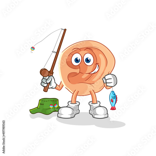 ear fisherman illustration. character vector