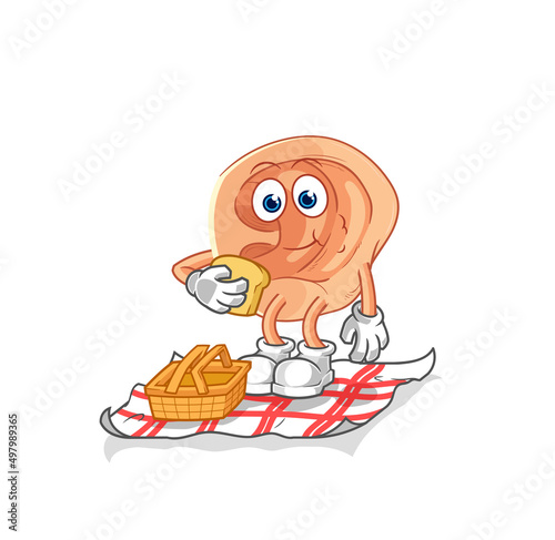 ear on a picnic cartoon. cartoon mascot vector