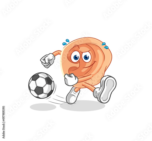 ear kicking the ball cartoon. cartoon mascot vector