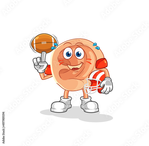 ear playing rugby character. cartoon mascot vector