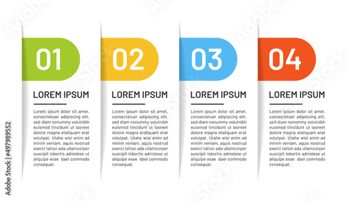 Infographic with step option 01 to 04. Vector template in flat design.