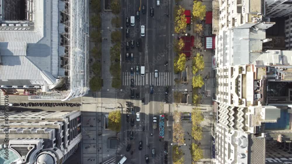 Top view of a busy multi-lane street in the center of Paris. Top view of a busy multi-lane street in the center of Paris.