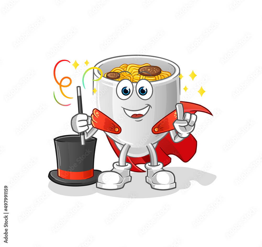 Obraz premium noodle bowl magician illustration. character vector