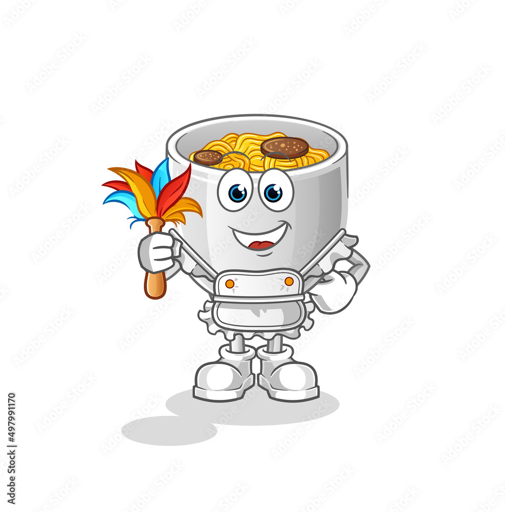 noodle bowl maid mascot. cartoon vector