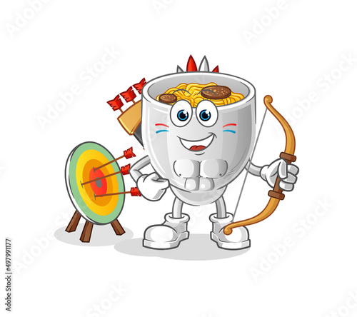 noodle bowl native american tribe. cartoon mascot vector