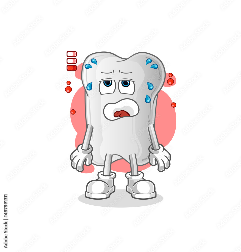 dog bone low battery mascot. cartoon vector