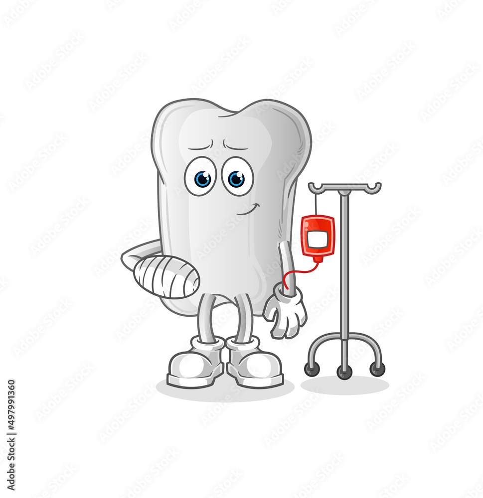 dog bone sick in IV illustration. character vector dog bone sick in IV illustration. character vector