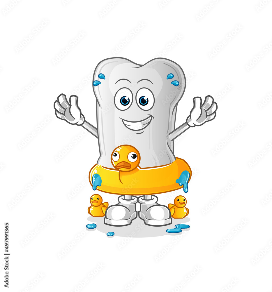 dog bone with duck buoy cartoon. cartoon mascot vector dog bone with duck buoy cartoon. cartoon mascot vector