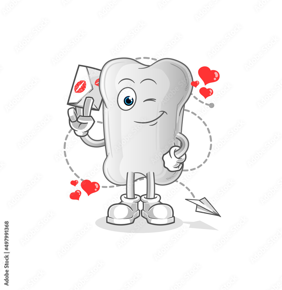 dog bone hold love letter illustration. character vector dog bone hold love letter illustration. character vector