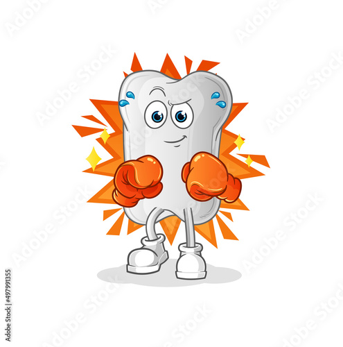dog bone boxer character. cartoon mascot vector