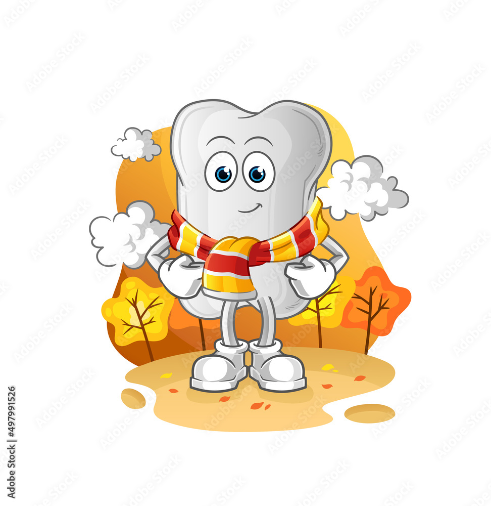 dog bone in the autumn. cartoon mascot vector