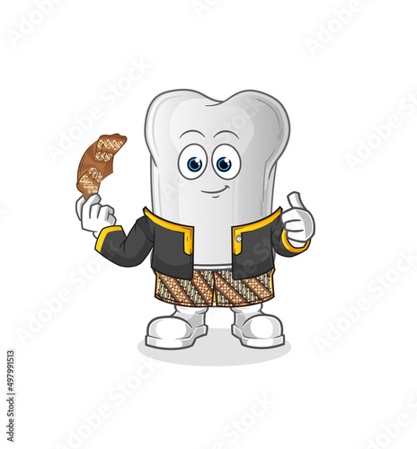 dog bone Javanese character. cartoon mascot vector