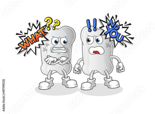 dog bone arguing each other cartoon vector