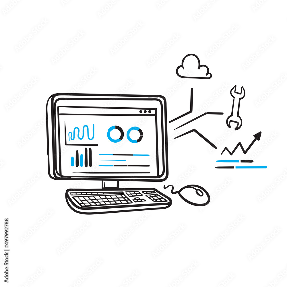 hand drawn doodle Data analytics and business finance report dashboard illustration vector hand drawn doodle Data analytics and business finance report dashboard illustration vector