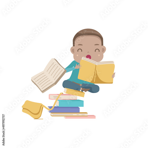boy reading a book