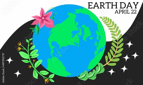 Vector graphic of world earth day for world earth day celebration. flat design. flyer design. flat illustration. April 22.