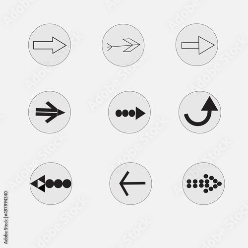 Different types of arrows, vectors on white background