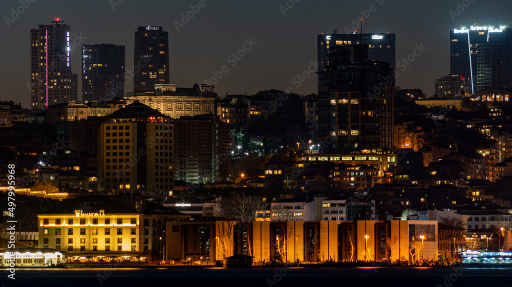 night view of downtown city