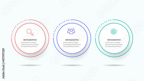 Business data visualization. Process chart. Abstract elements of graph, diagram with 3 steps, options, parts or processes. Vector business template for presentation.